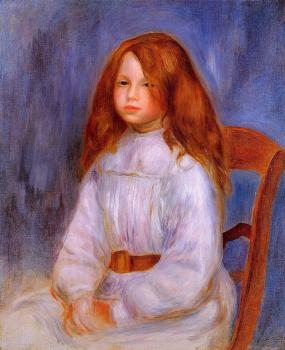 Pierre Auguste Renoir : Seated Girl with Blue Background